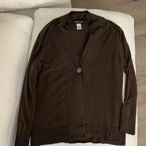 Jones New York Chocolate Brown Cashmere Cardigan Sweater XL